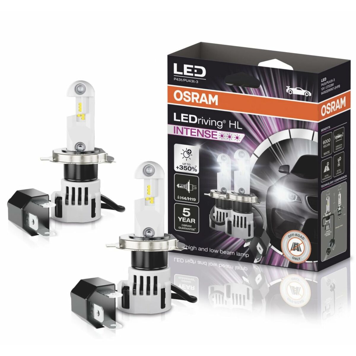 Autoglühbirne Osram LEDriving HL Intense H4 12 V