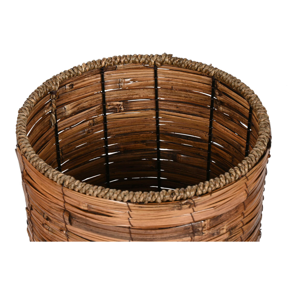 Set of Planters Home ESPRIT Brown Metal Rattan Tropical 31 x 31 x 27 cm