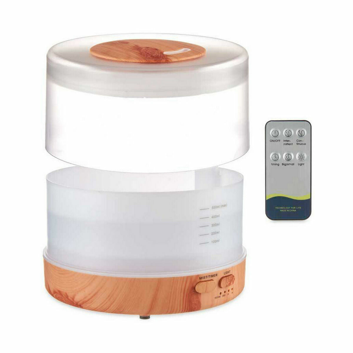 Humidificador Difusor de Aromas con LED Multicolor Blanco Marrón 500 ml (8 Unidades)